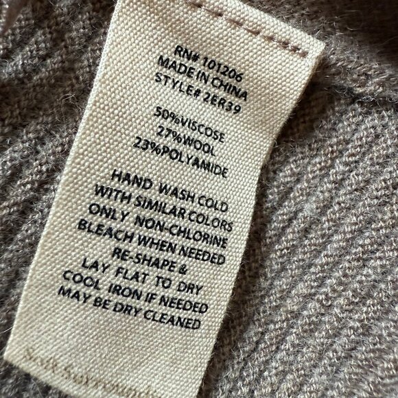 Soft Surroundings Tan Wool Knit Open Front Wrap Cardigan Size Large - Picture 6 of 7